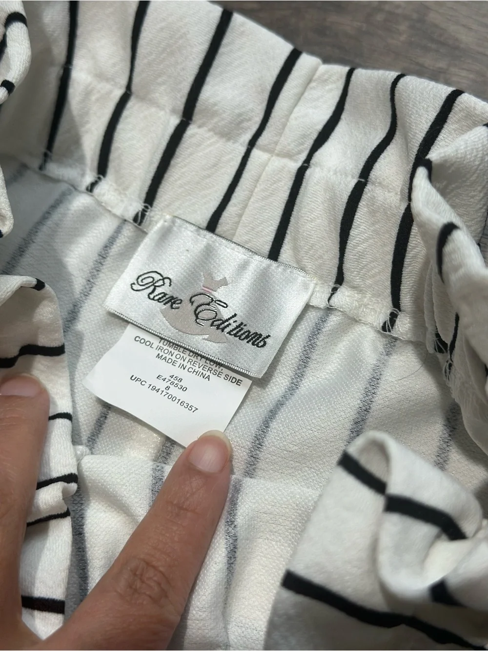 Rare Editions White and Black Striped 2-Piece Girls Set